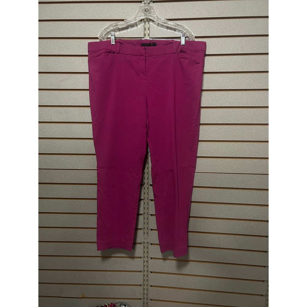 Worthington Womens 20W Slim Fit Ankle Pants Magenta Pink Business Casual Career